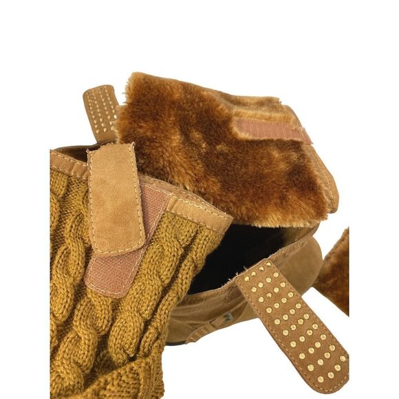 Cheeks Leather Boots 6.5 by Tony Little w/ Interchangeable Cuffs Brown Y2K - Picture 12 of 13